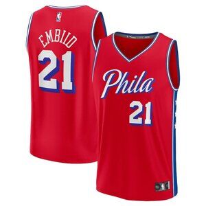 Men's Fanatics Branded Joel Embiid Red Philadelphia 76ers Jersey